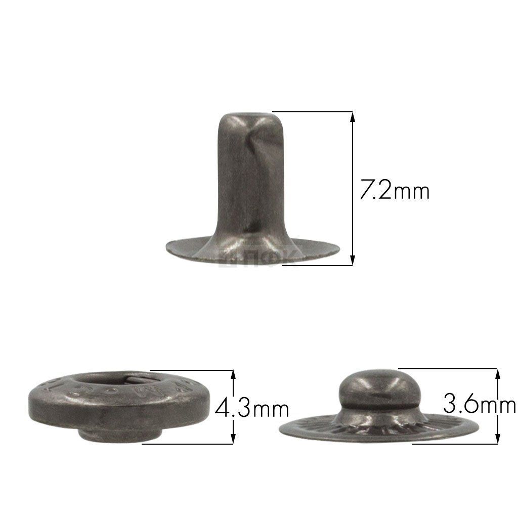 3 Части кнопки для одежды 12,5мм Альфа нерж цв никель тем (уп 1440шт) STORM