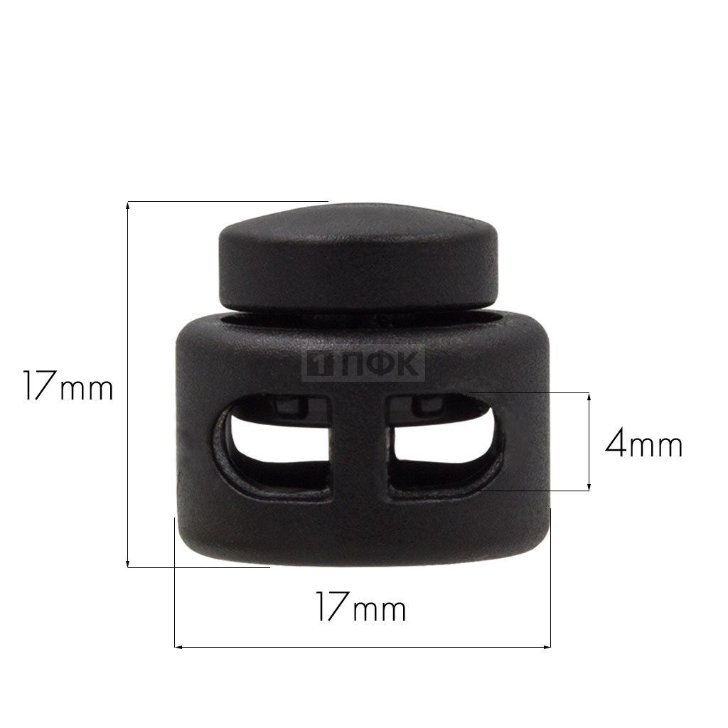 Фиксатор для шнура пластик арт.А2-028 РОМ цв черный (уп 500шт/10000шт)