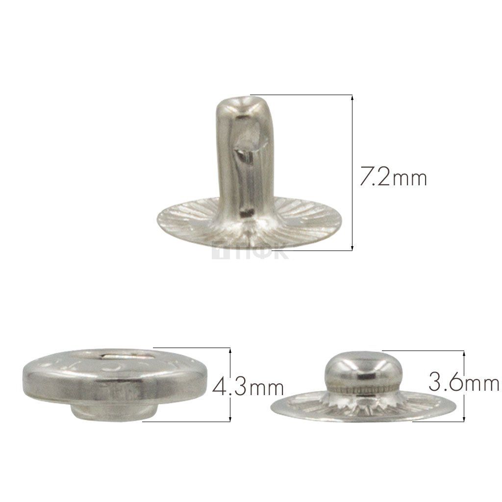 3 Части кнопки для одежды 12,5мм Альфа нерж цв никель (уп 1440шт) STORM