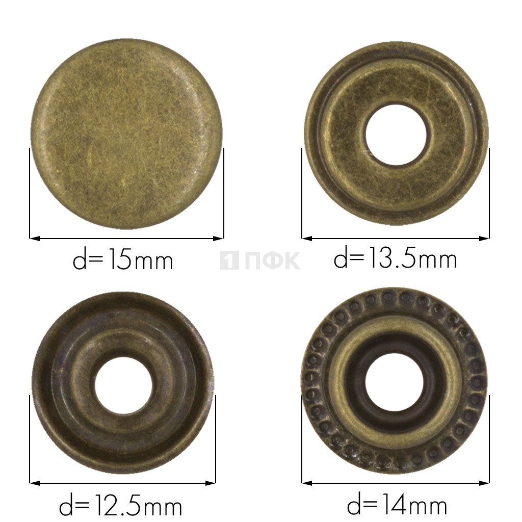 Кнопка для одежды 15мм №61 нерж цв антик (уп 720шт) NEW STAR