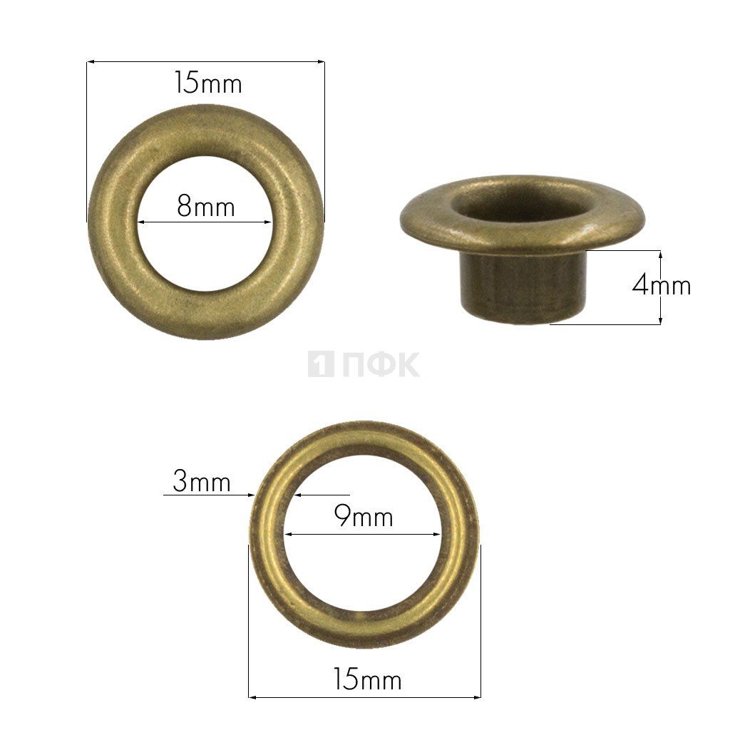 Люверсы №5 8мм сталь цв антик (уп 1000шт)