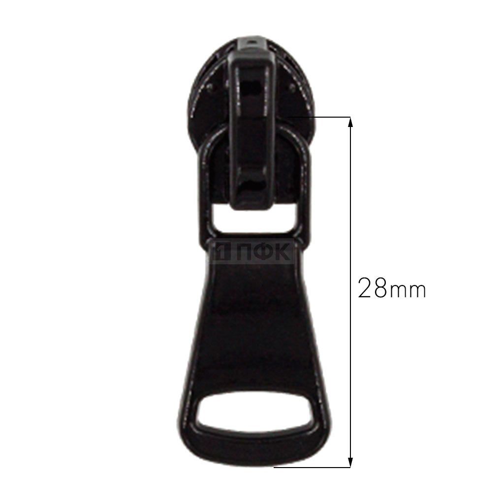 Бегунок для спиральной (витой) молнии тип 5 автомат арт.C8 цв черн лакир. (уп 500шт/5000шт)