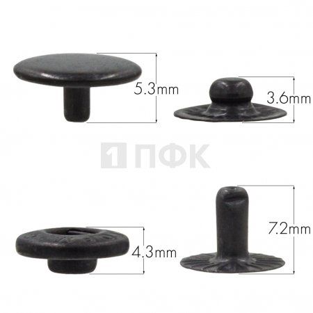 Кнопка для одежды 12,5мм Альфа нерж цв оксид (уп 1440шт) STORM