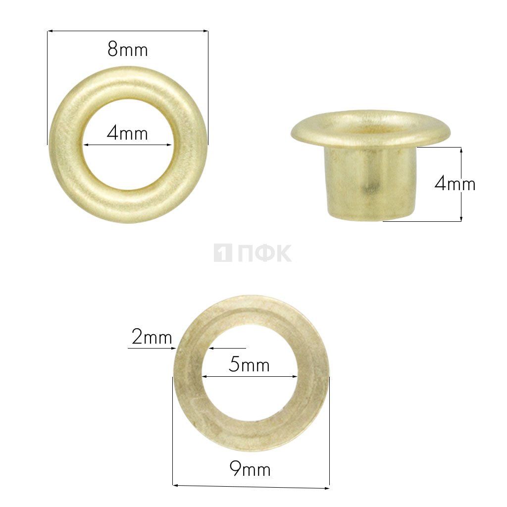 Люверсы №2 4мм сталь цв золото (уп 5000шт)
