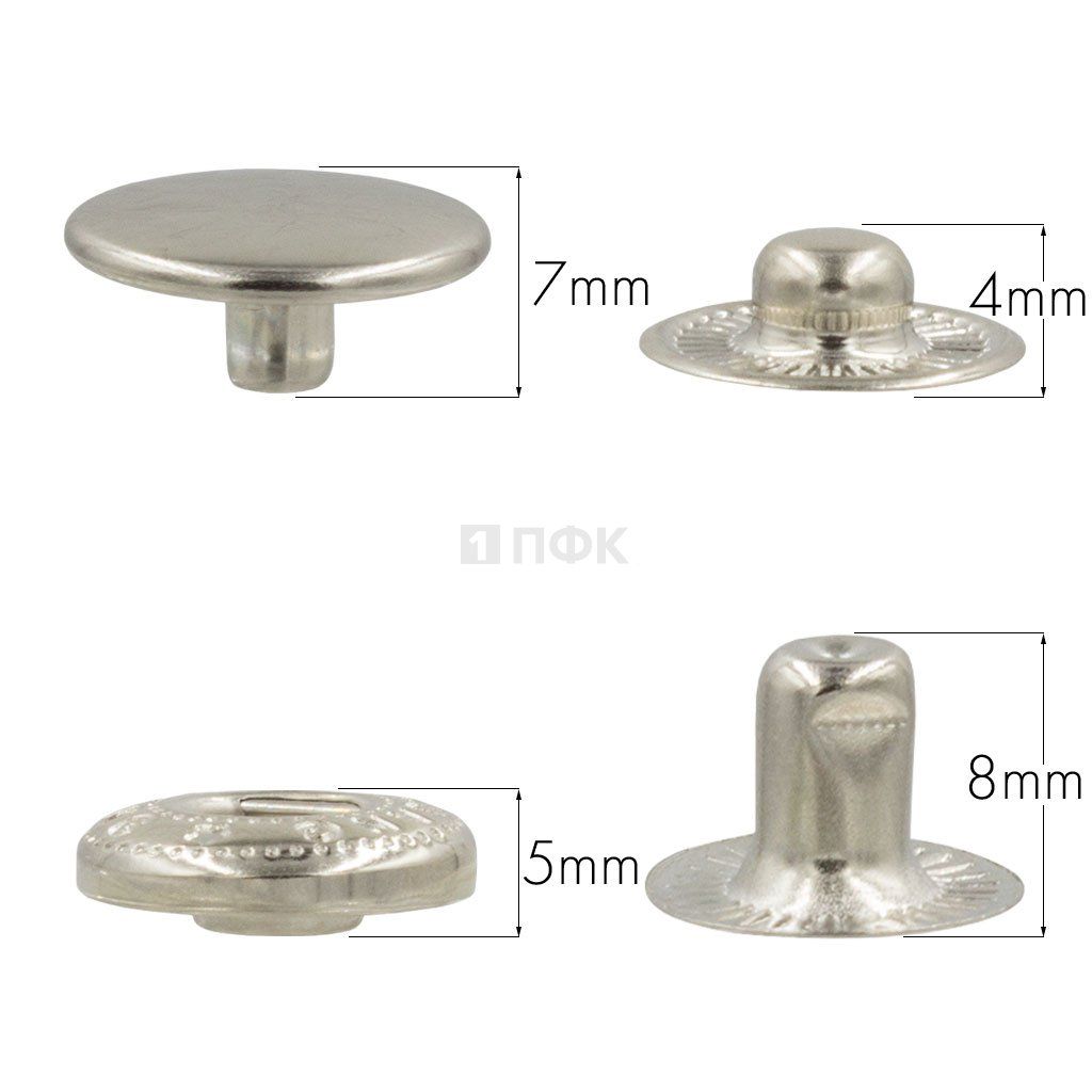 Кнопка для одежды 15мм Альфа латунь цв никель (уп 720шт) ПФК