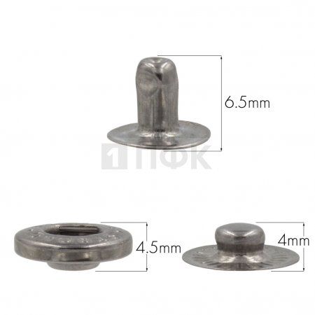 3 Части кнопки для одежды 12,5мм Альфа латунь цв никель тем (уп 1440шт) STRONG